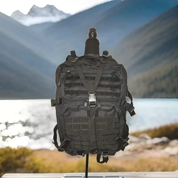 New! Outdoor Tactical Backpack Large Black Hiking Camping Hunting 20x15x8 - Picture 1 of 10